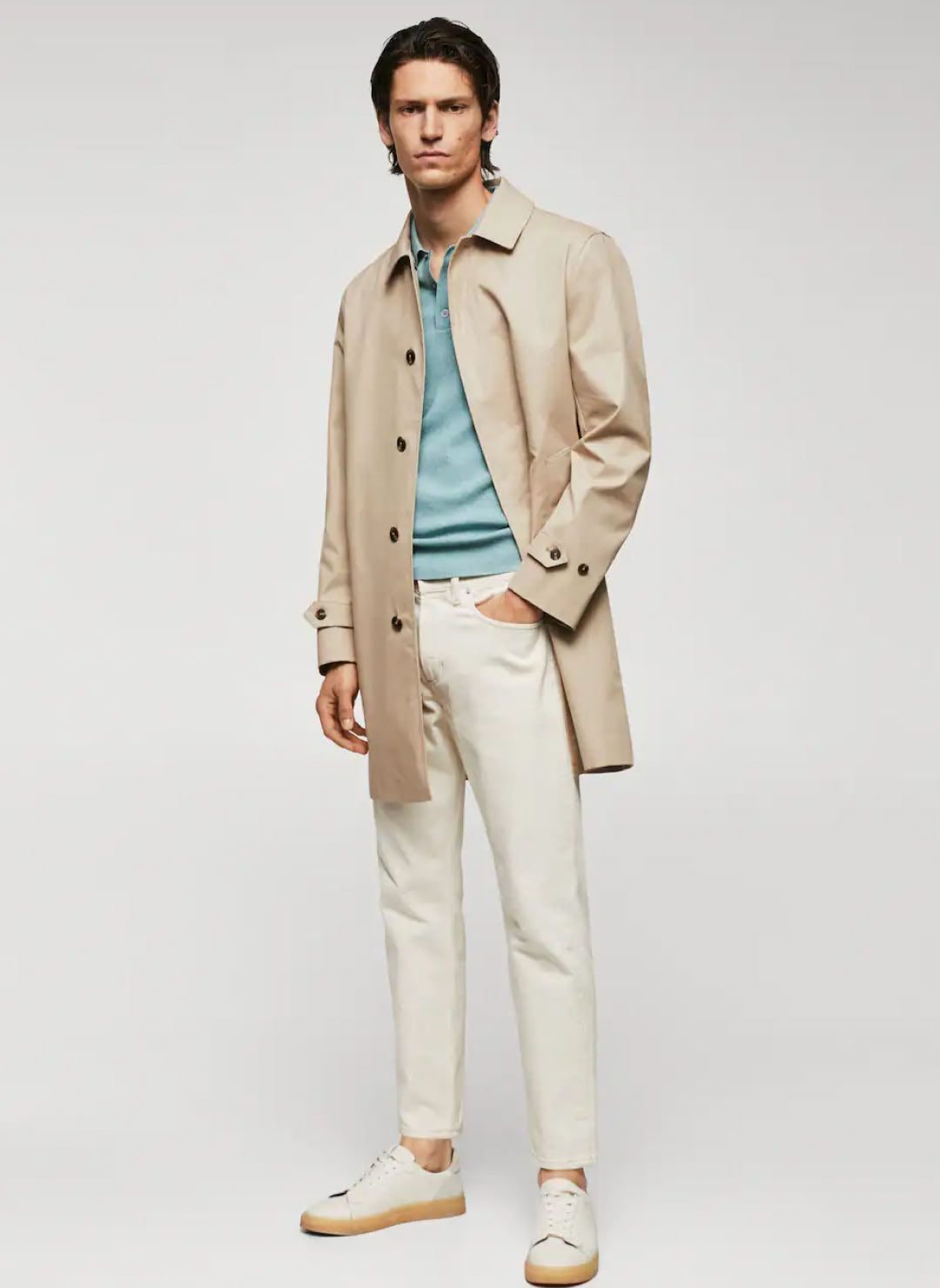 Water - repellent cotton trench coat - Imagen 3