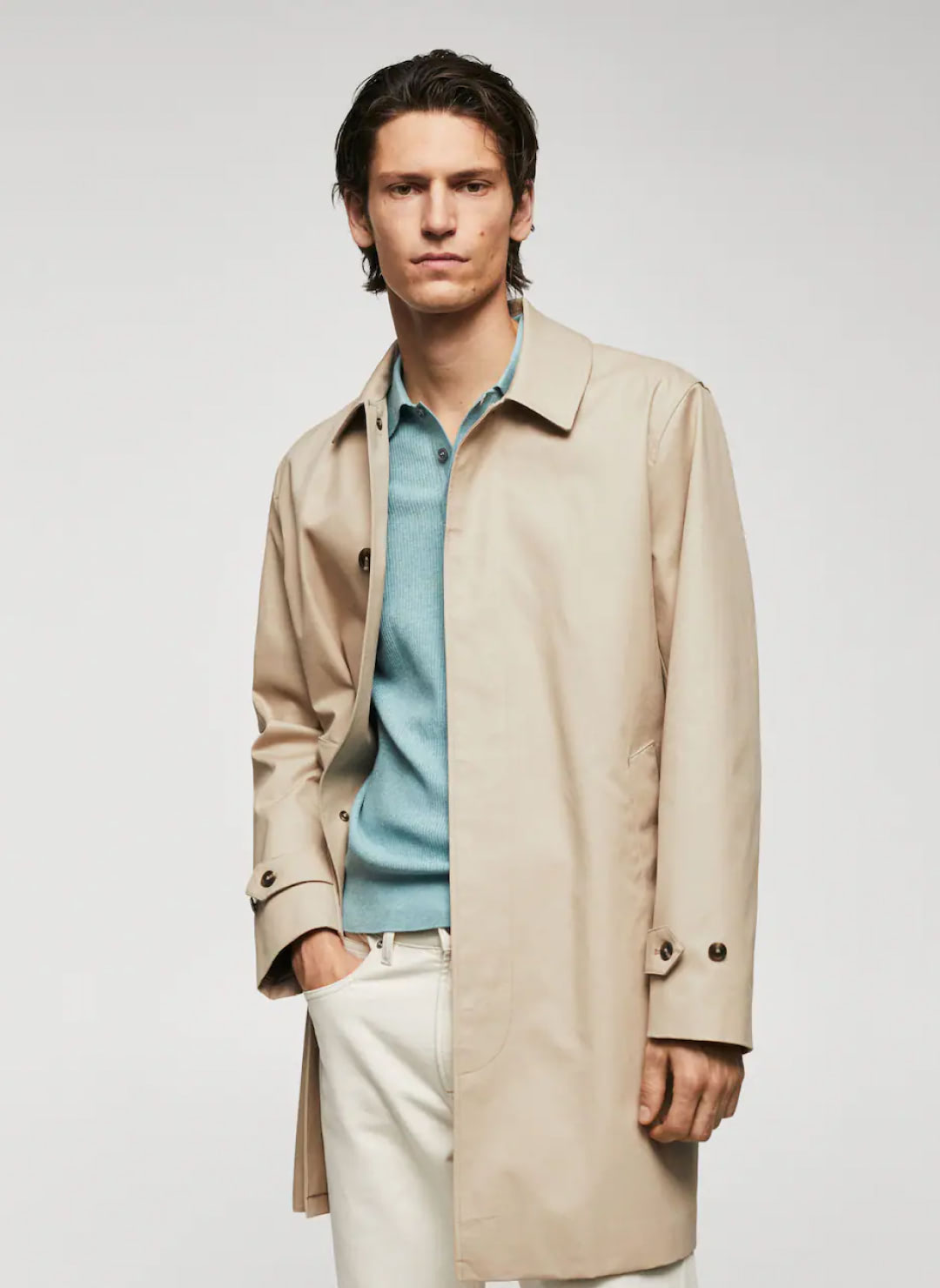 Water - repellent cotton trench coat - Imagen 2